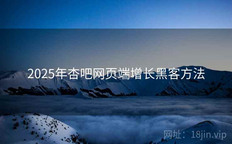 2025年杏吧网页端增长黑客方法